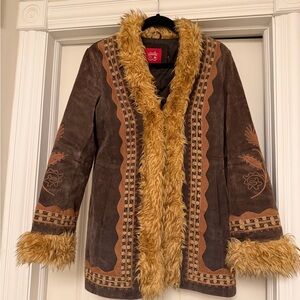 Collection B Brown and Tan Faux Fur Penny Lane Jacket